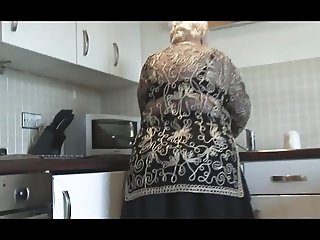 Sweet grandma shows hairy pussy big ass and her boobs