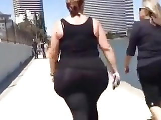 Fat butt walking the waterfront.