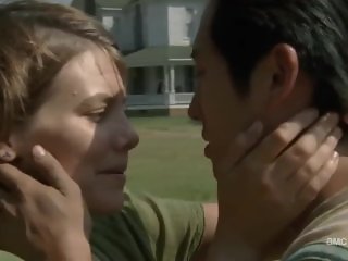 'AMWF Lauren Cohan British Norwegian Woman Interracial Kiss With South Korea'