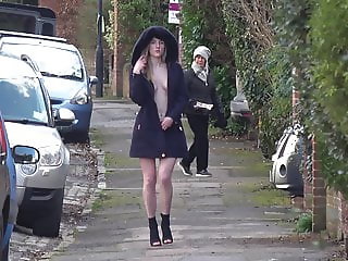 Hot in Heels and a Hood - British public flashing - Part Two