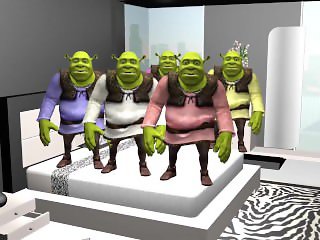 hot shrek orgy results in falling off bed